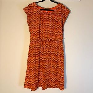 Dress Barn Size 14 Dress, Coral/Orange With Chevron Pattern